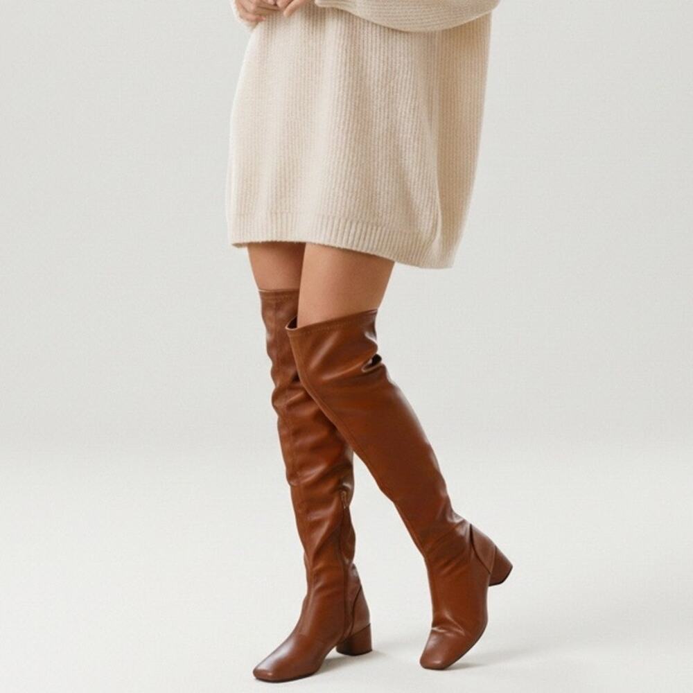 Franco Sarto Novara Faux Leather Over the Knee Boot in Brown Size 8 NEW